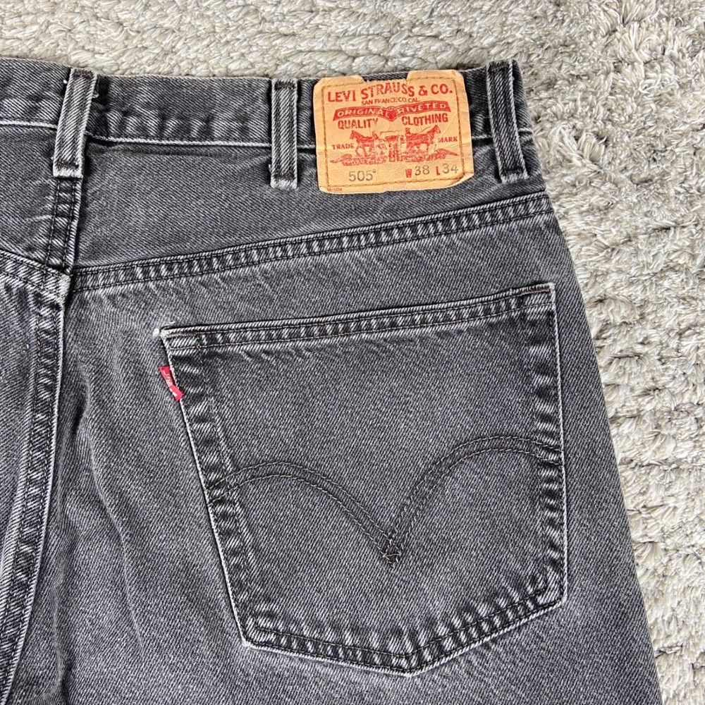 Vintage Levi's 505 Jeans Men 38x34 Black Denim Regular Fit Straight Leg Pant Y2k